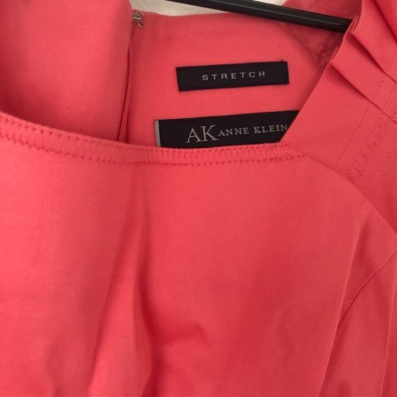 AK Anne Klein stretch ruffle sleeve dress NWT 8 US Coral - Picture 4 of 4